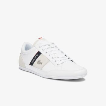 Lacoste Chaymon Leather and Suede Sneakers - Tenisky Pánské Bílé / Tmavě Blankyt | CZ-6ac5e9